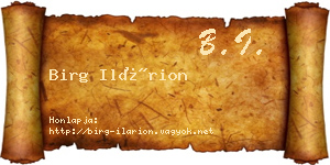 Birg Ilárion névjegykártya